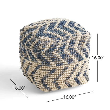 Alina Wool and Cotton Pouf - Natural