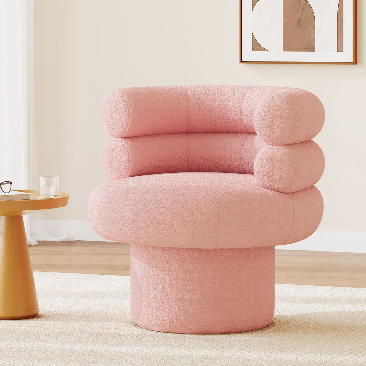 Round Swivel Accent Chair For Living Room - Blushy