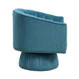 Dark Teal Channel Stitched Velvet Swivel Chair – OROA, view 3