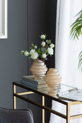 Tiered Geometric Amber Luster Clear Vase (S/2)