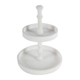 Two-Tier Round Serving Tray in White Wood | Catchy