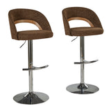 Dark Brown Whitewashed Adjustable Swivel Bar Stools Set of 2 – OROA, view 3