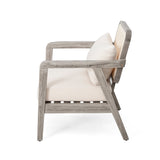 Outdoor Acacia Wood Patio Club Chairs with Cushions (S/2)