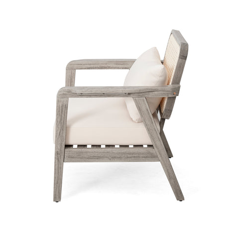 Outdoor Acacia Wood Patio Club Chairs with Cushions (S/2)
