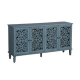Antique Buffet Cabinet with Floral Carvings - OROA