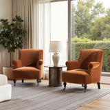 Eloise Pleated Sock Arm Accent Armchair, Burnt Orange Performance Velvet - OROA Modern Furniture