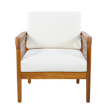 Teak - Outdoor Acacia Wood Club Chair with Handwoven Rope