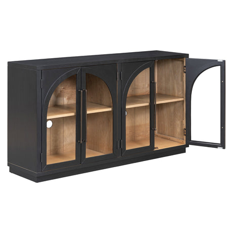 Black Vintage Arched Storage Buffet Cabinet - OROA