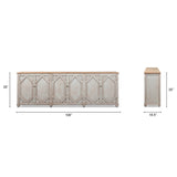 Colette Extra Wide 6-Door Cabinet Sideboard, Antique Natural Brown and Blue-Grey Reclaimed Pine - OROA Modern Furniture