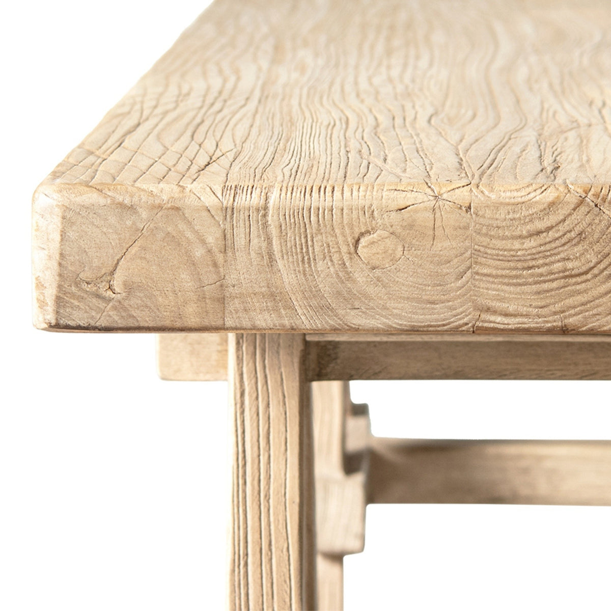 Hawthorne Reclaimed Elm Rectangular Trestle Coffee Table, Heritage Light Natural Brown - OROA Online Furniture
