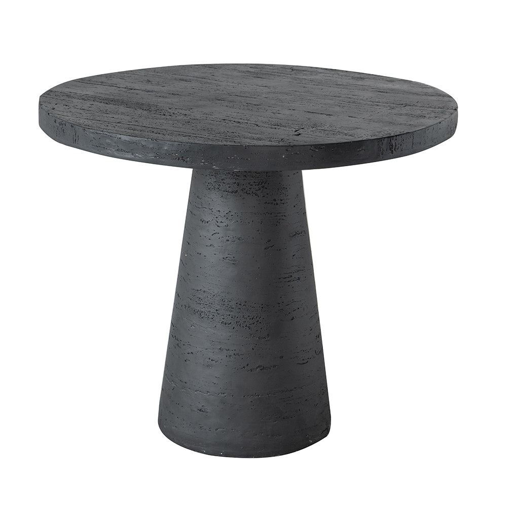 Textured Black Round Pedestal Dining Table – OROA, view 2