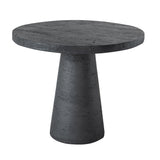 Textured Black Round Pedestal Dining Table – OROA, view 2