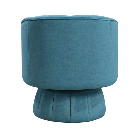 Dark Teal Channel Stitched Velvet Swivel Chair – OROA, view 5
