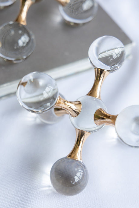 Clear Glass and Gold Finish Decorative Sculpture