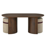 Walnut Oval Coffee Table with Two Nesting Stools | Catchy
