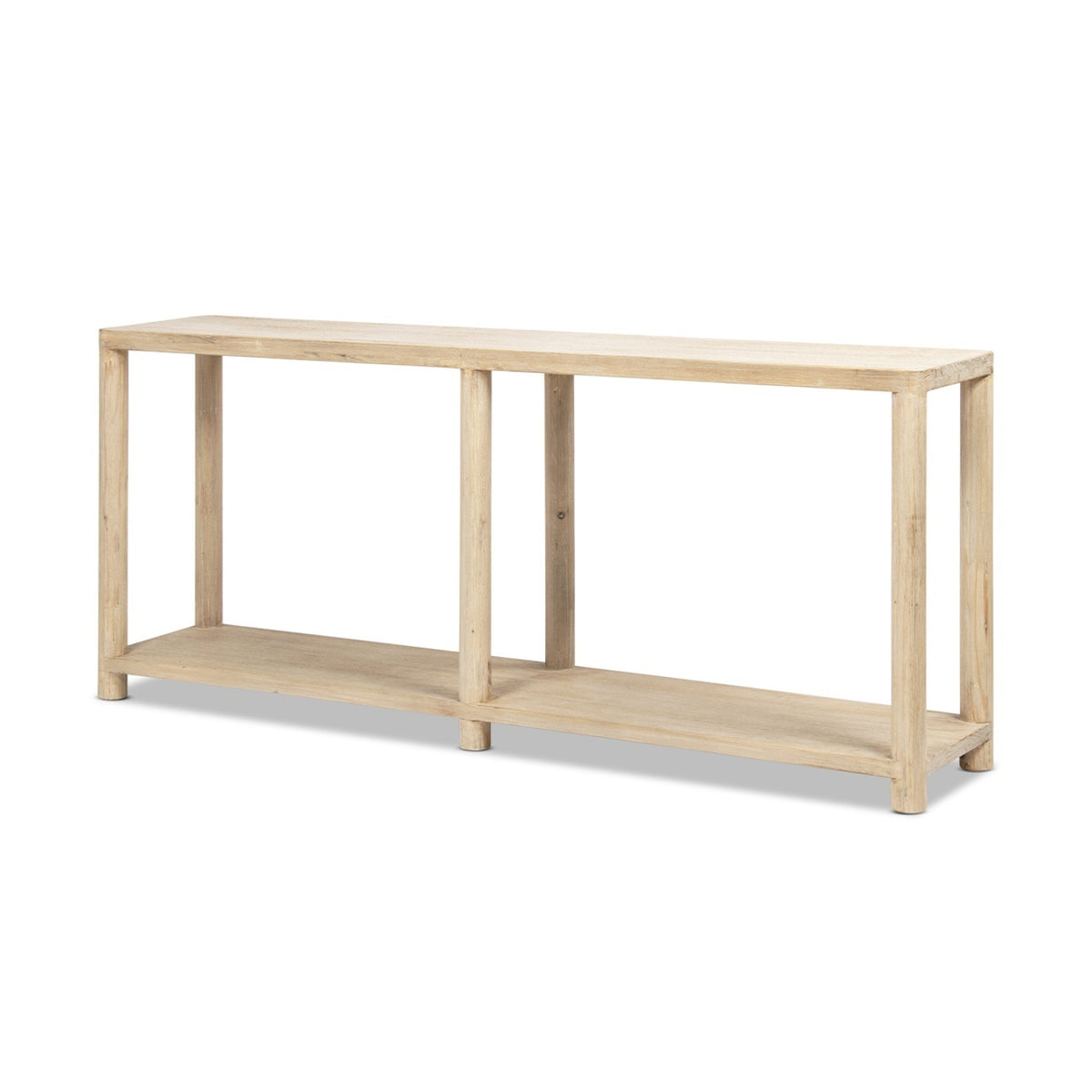 Milo Cerused Reclaimed Pine Console Table with Lower Shelf, Light Natural - OROA Online Furniture