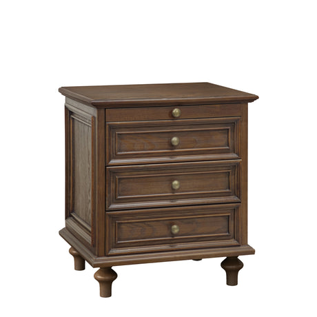 Modern European furniture - Walnut Brown Nightstand with 4 Drawers - www.oroa.com