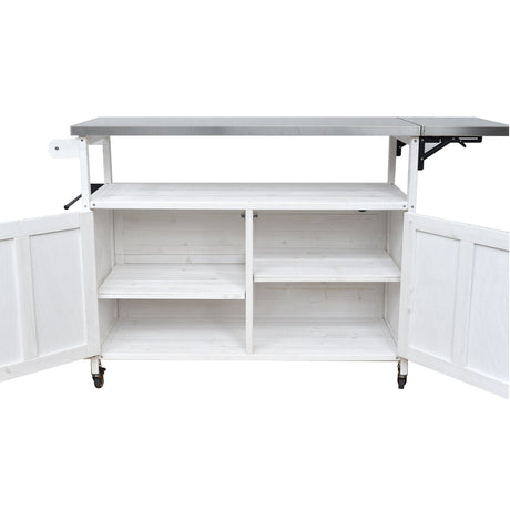Foldable Outdoor Kitchen Island Patio Cart - White
