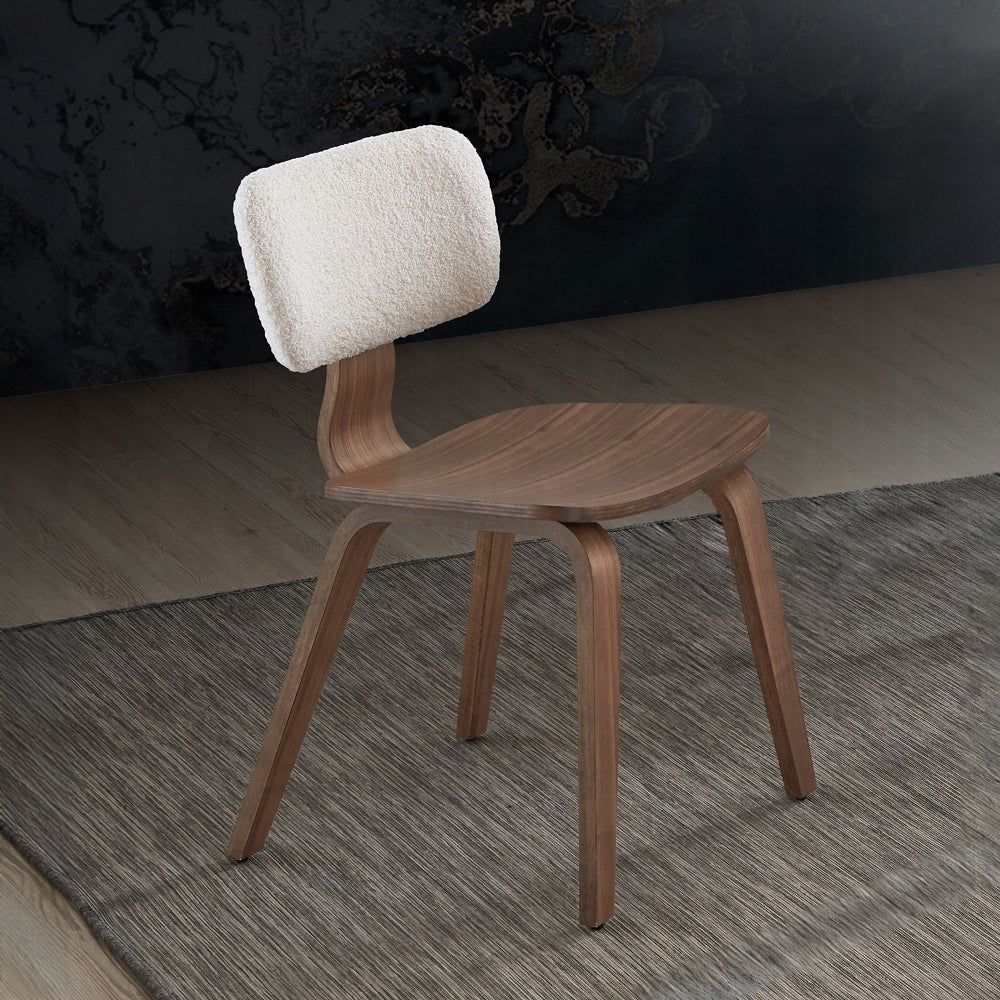 Walnut & White Bouclé Dining Chairs, (2) | Maison Naturelle