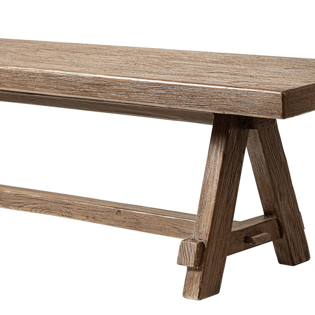 Hawthorne Reclaimed Elm Trestle Dining Bench, Heritage Medium Dark Brown - OROA Modern Furniture