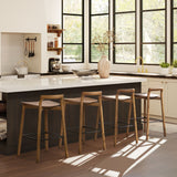 Minimalist Low Back Walnut Counter Stool - OROA