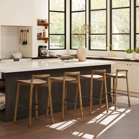 Minimalist Low Back Walnut Counter Stool | OROA