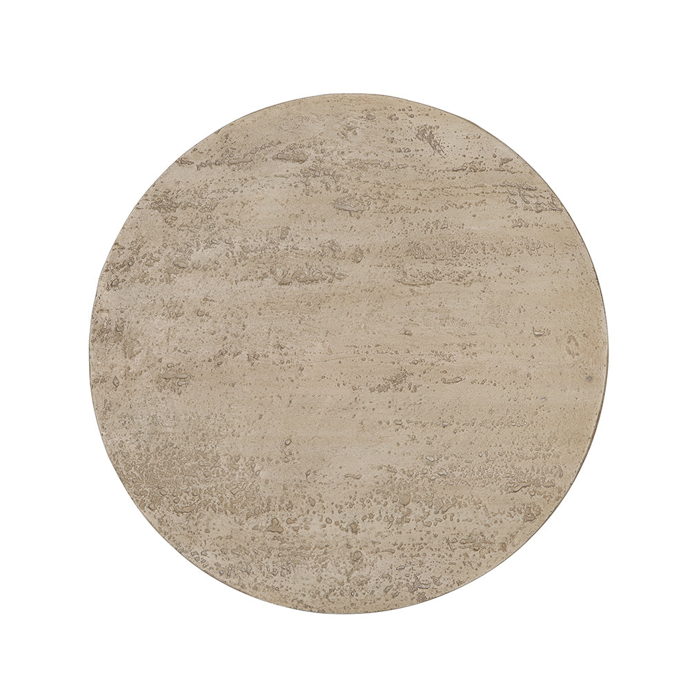 Textured Cream Round Pedestal Side Table – OROA, view 2
