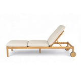 Riviera Outdoor Chaise Lounge with Wheels, Acacia Wood Frame (S/2)