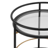 Modern Round Bar Cart with Tempered Glass Shelves and Gold Accents - OROA Online Furniture