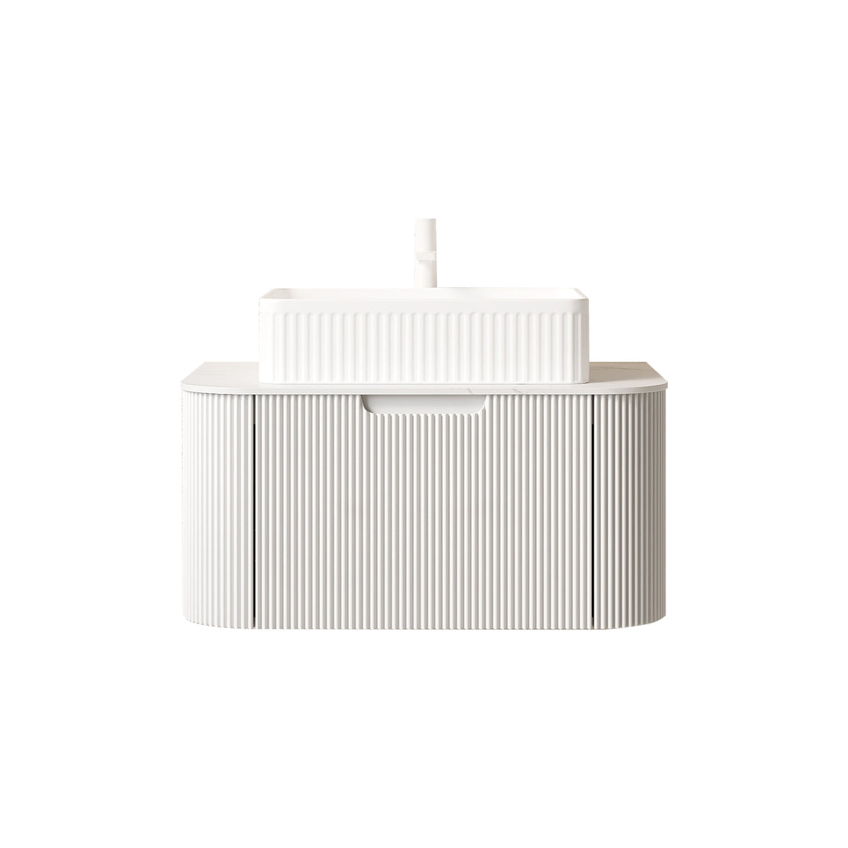 Bathroom Vanity & Sink with Floating Curved Edges - OROA