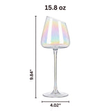 Slanted Iridescent Wine Glass, Single 15.8oz 9.84in Clear Glass