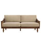 3-Seater Light Brown Upholstered Sofa | Maison Naturelle