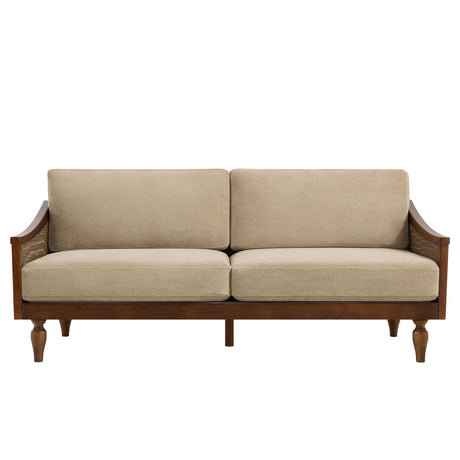 3-Seater Light Brown Upholstered Sofa | Maison Naturelle