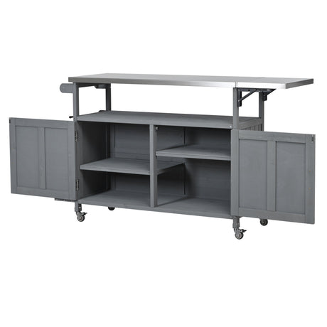 Foldable Outdoor Kitchen Island Patio - Gray