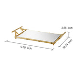 Gold Mirrored Decorative Tray, 20" Large Rectangular Aluminum Bamboo Frame