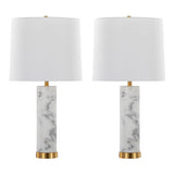 Marabella - Contemporary Marble Table Lamp (S/2)- Brass / White