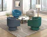 Dark Green Channel Stitched Velvet Swivel Chair – OROA, view 9