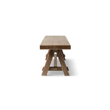 Hawthorne Reclaimed Elm Trestle Dining Bench, Heritage Medium Dark Brown - OROA Modern Furniture