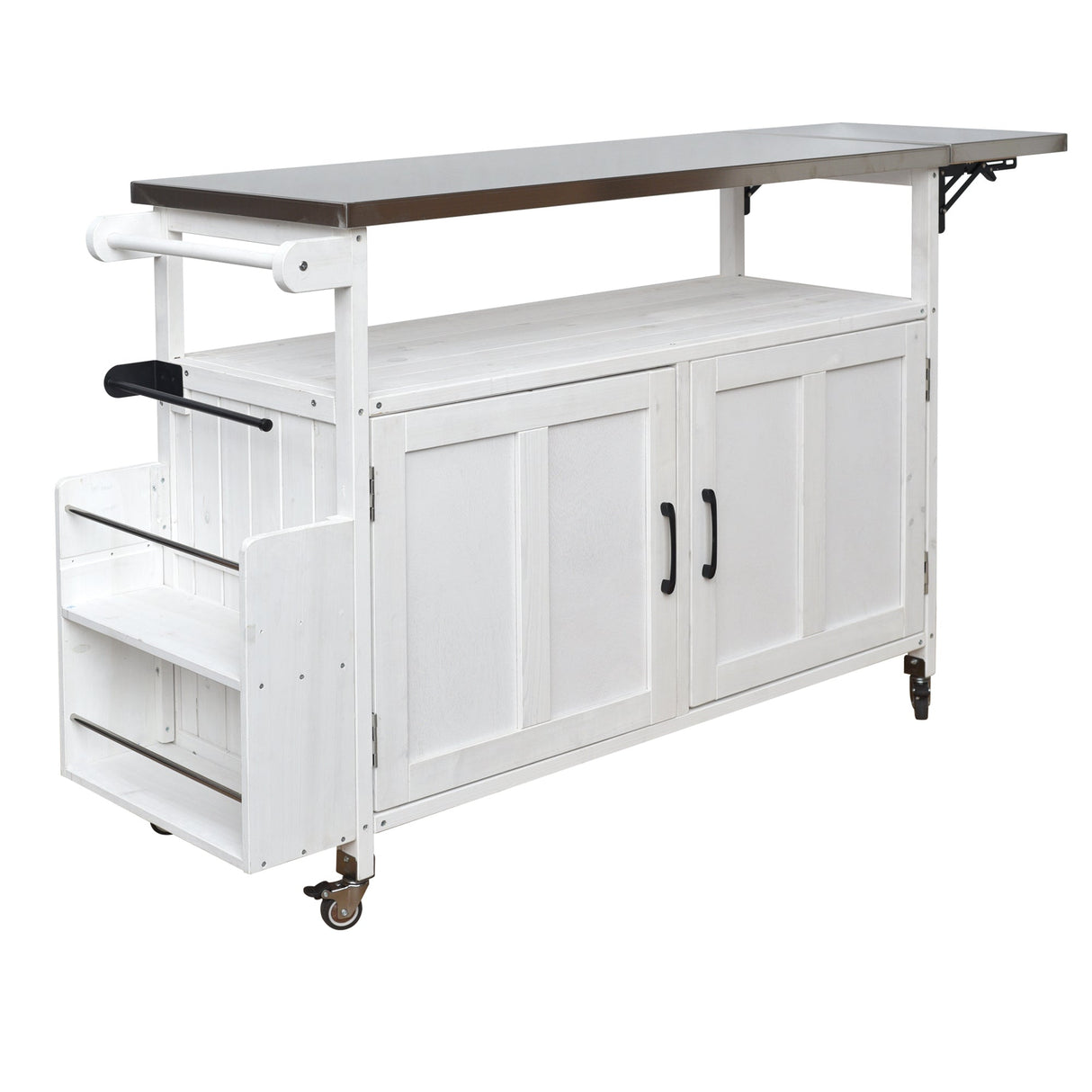 Foldable Outdoor Kitchen Island Patio Cart - White