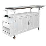 Foldable Outdoor Kitchen Island Patio Cart - White