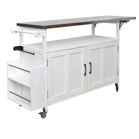 Foldable Outdoor Kitchen Island Patio Cart - White
