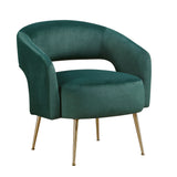 Dark Green Velvet Gold Leg Accent Chair – OROA, view 1