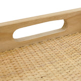 Brown Woven Rattan Trays with Handles — handle and woven rattan close-up