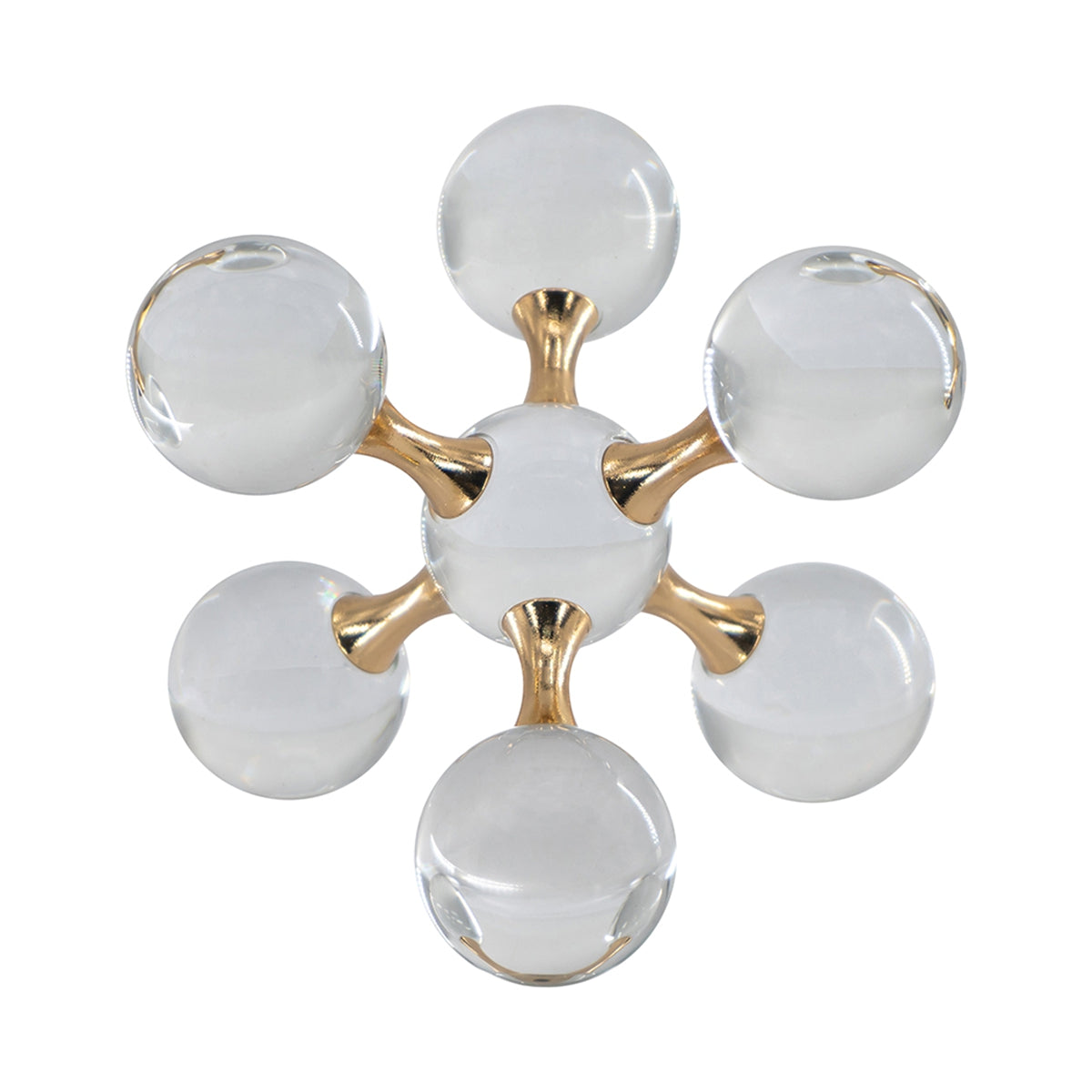 Clear Glass and Gold Finish Decorative Sculpture