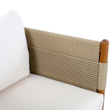 Teak, Outdoor Acacia Wood Club Chair with Diamond Rope Weave & Cushions