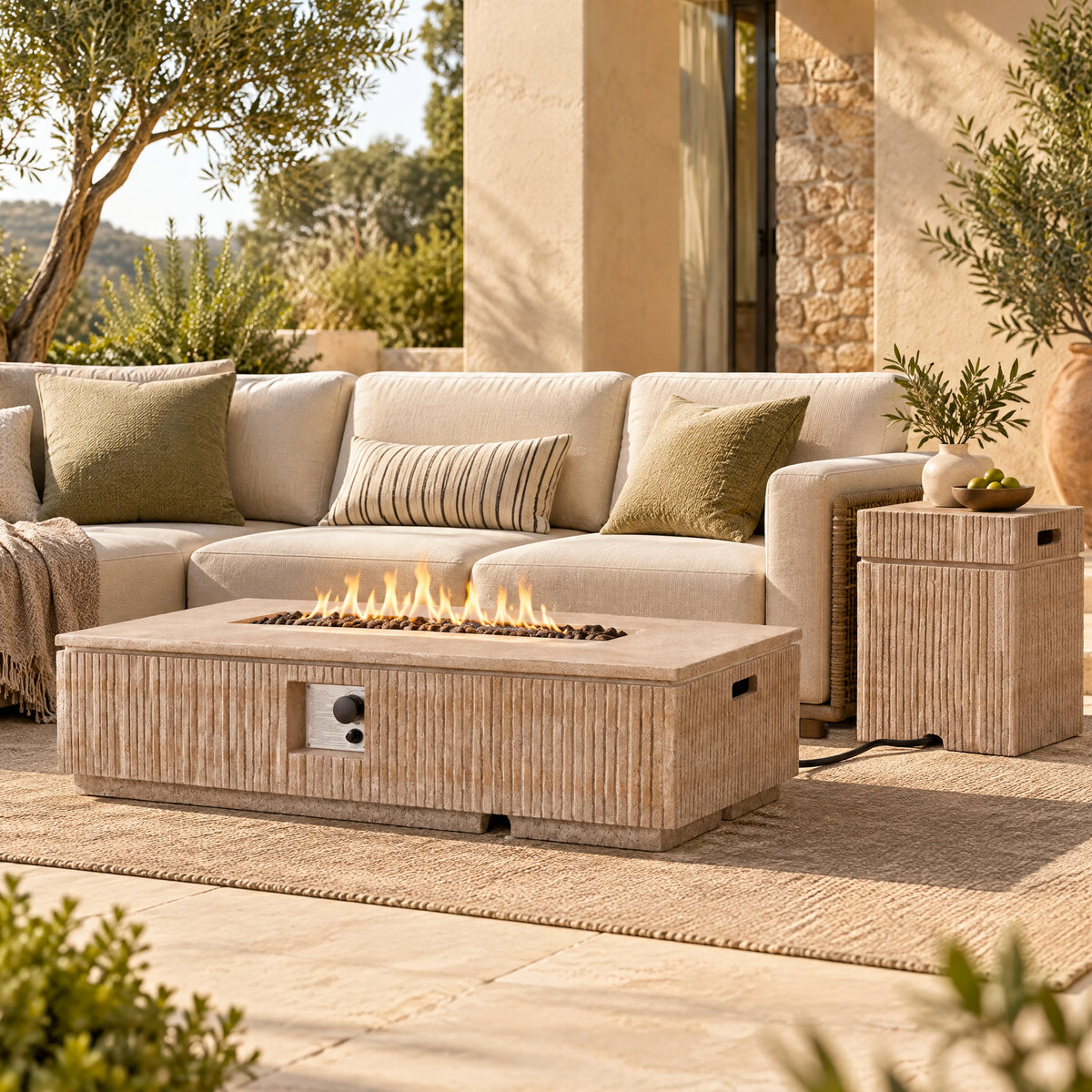 Rectangular Outdoor MgO Propane Fire Pit, 48.2 Inches | OROA