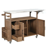 54.33' Farmhouse Rolling Outdoor Kitchen Cart