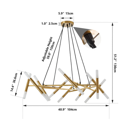 Golden Modern Chandelier Light Fixture with Branch Design