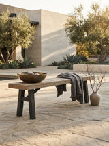 Modern European furniture - Natural and Grey Outdoor Bench - www.oroa.com