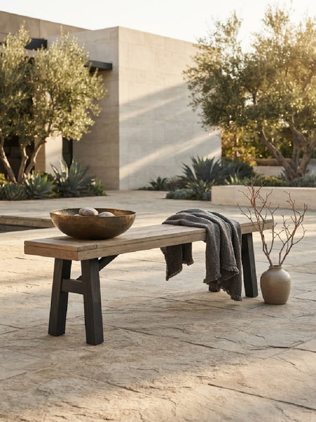 Modern European furniture - Natural and Grey Outdoor Bench - www.oroa.com